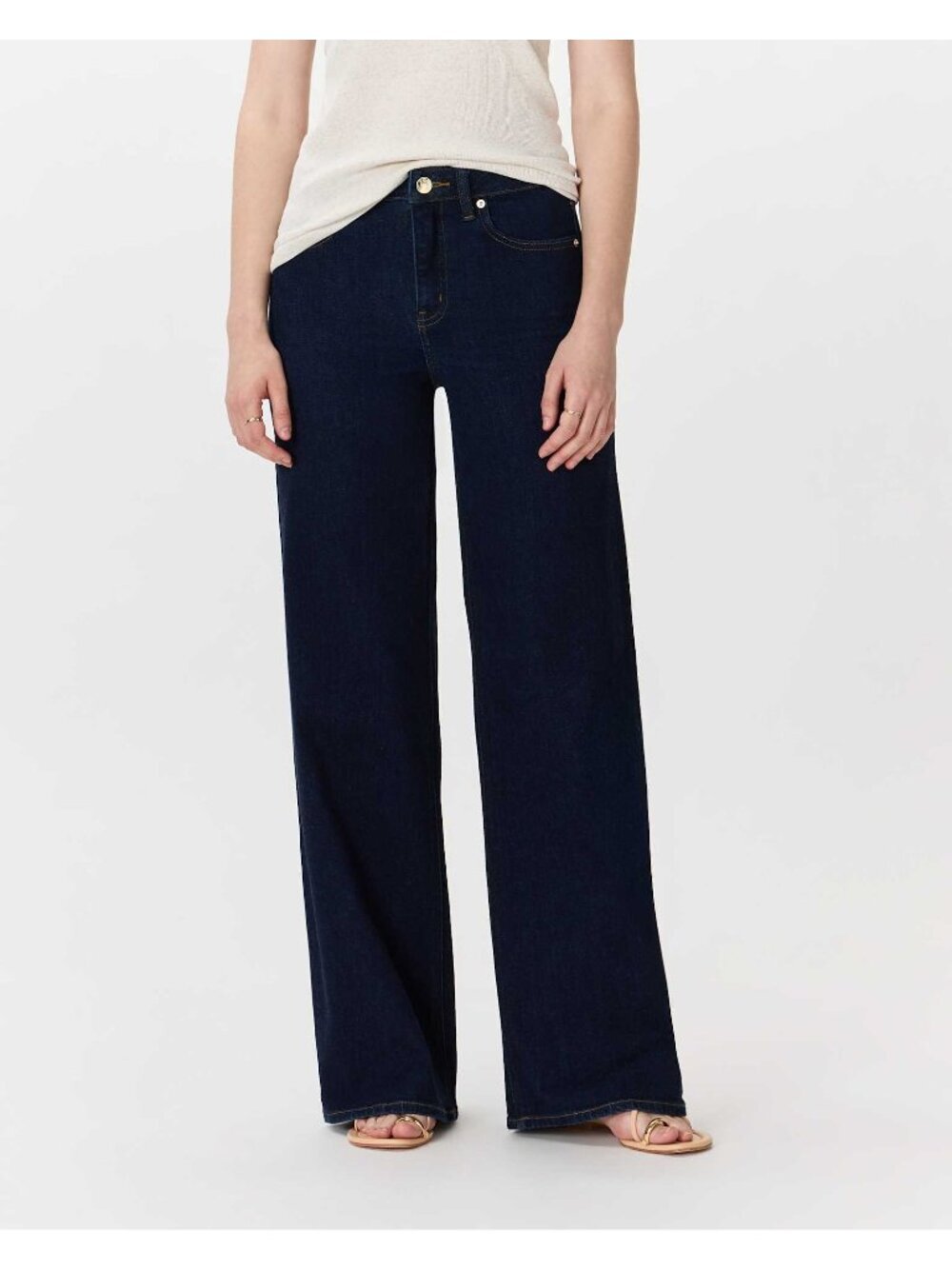 Lands' End DArk Indigo Wide Leg Denim Jeans Womens 12T